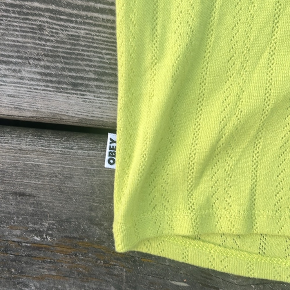 NWT OBEY Alina Pointelle Top, Size L Color Lime Urban Outfitters - Picture 13 of 16
